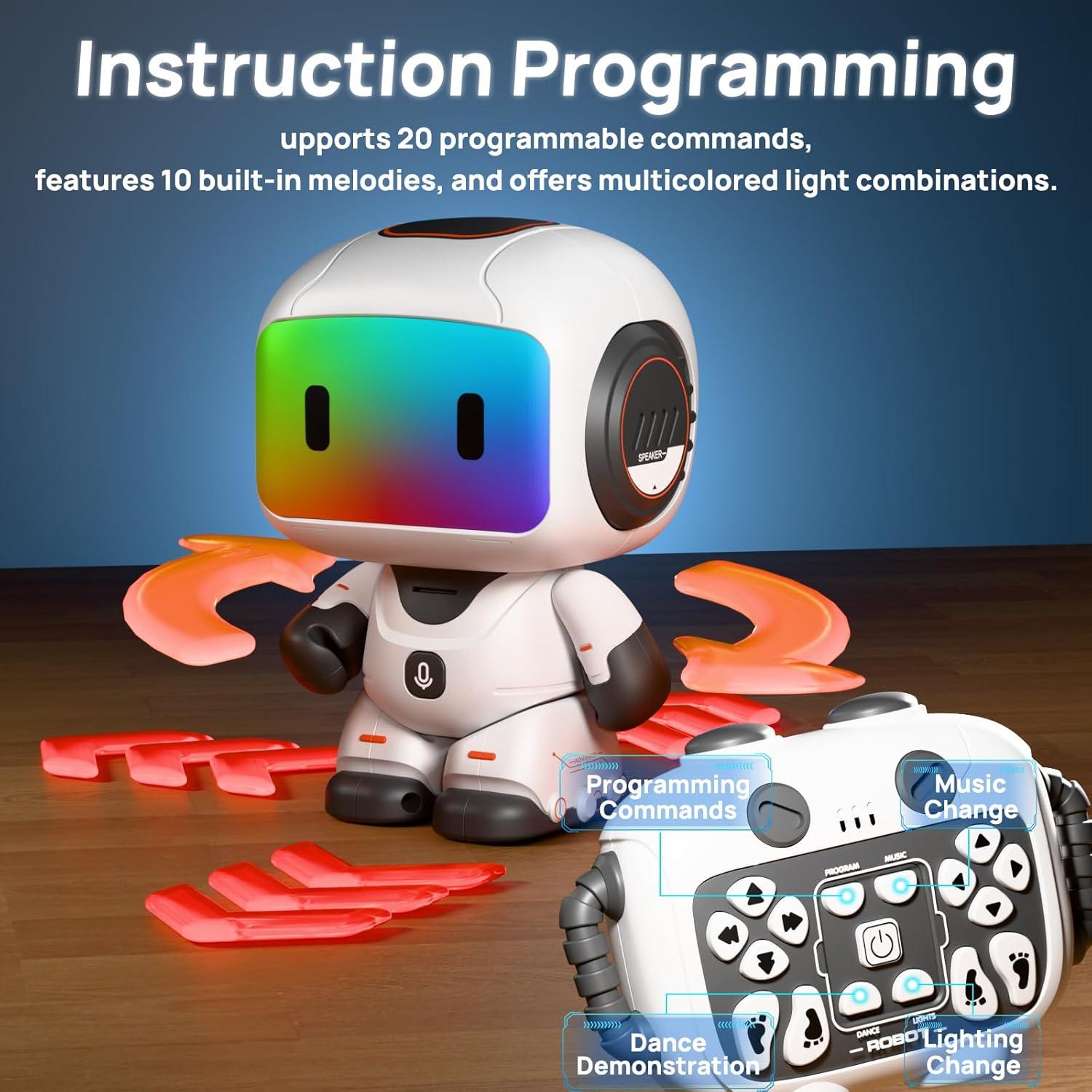 imageProgrammation de robots jouets RC pour enfants robots tlcommands pour garons et filles de 3 ans et plus avec dmonstration automatique danse musique yeux LED et fonction denregistrement