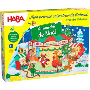 Calendrier de l’Avent HABA – Au marché de Noël – 24 figurines en bois conçues avec amour et un décor de jeu en 3D – pour les enfants à partir de 2 ans.