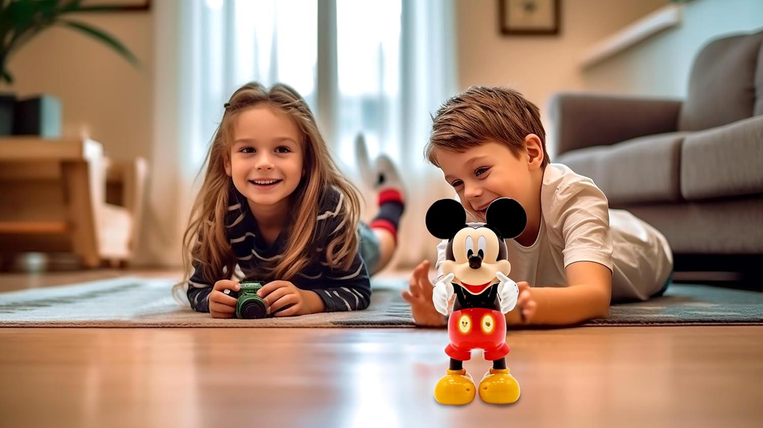 image:imageLexibook Powerman Jr Robot Intelligent Qui lit dans Les penses Jouet pour garons et Filles Powerman Junior Danse Joue de la Musique Quiz Animaux karaok programmable STEM VertBleu ROB20FRMickey A