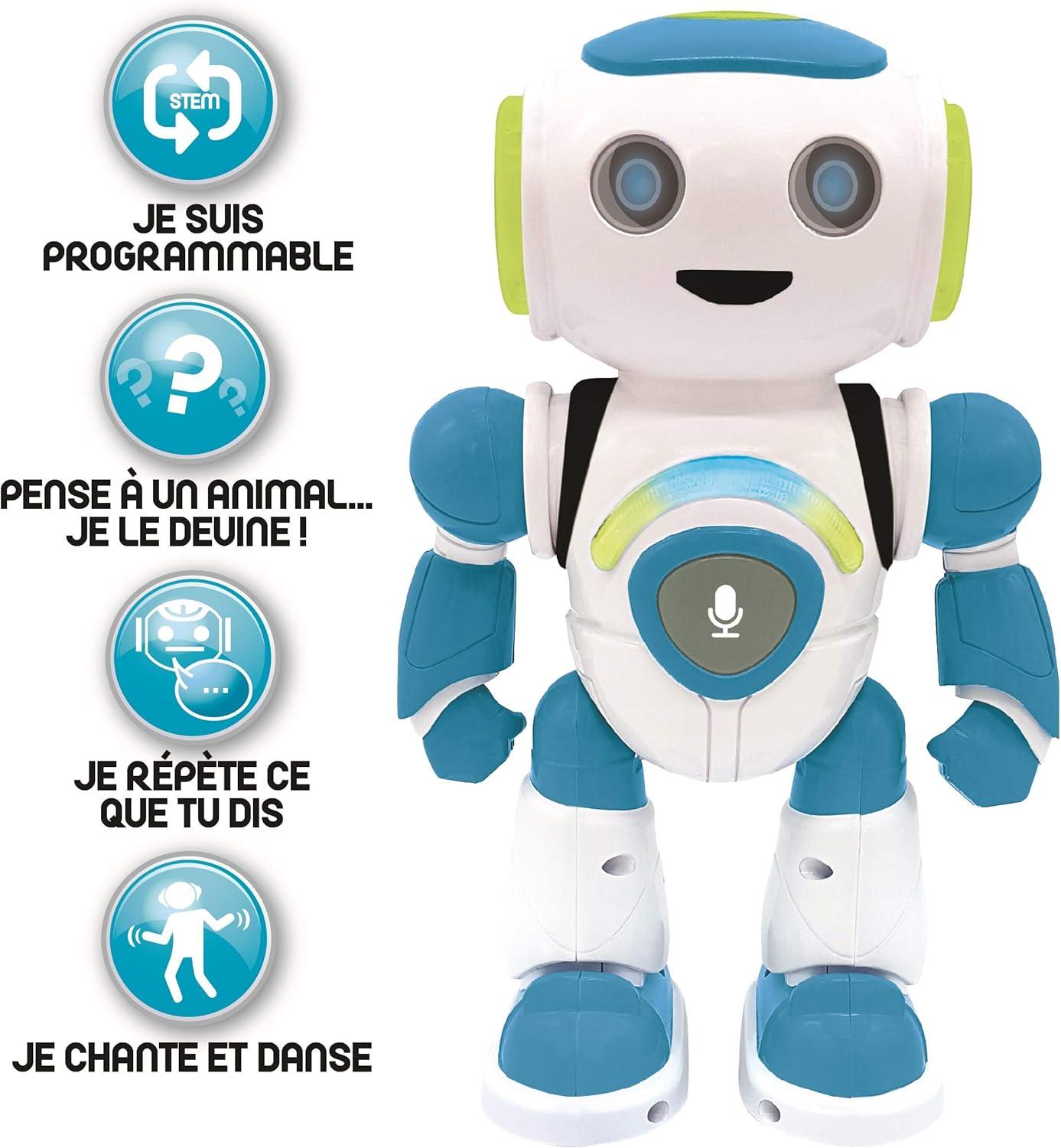 image:imageLexibook Powerman Jr Robot Intelligent Qui lit dans Les penses Jouet pour garons et Filles Powerman Junior Danse Joue de la Musique Quiz Animaux karaok programmable STEM VertBleu ROB20FRPowerman Jr