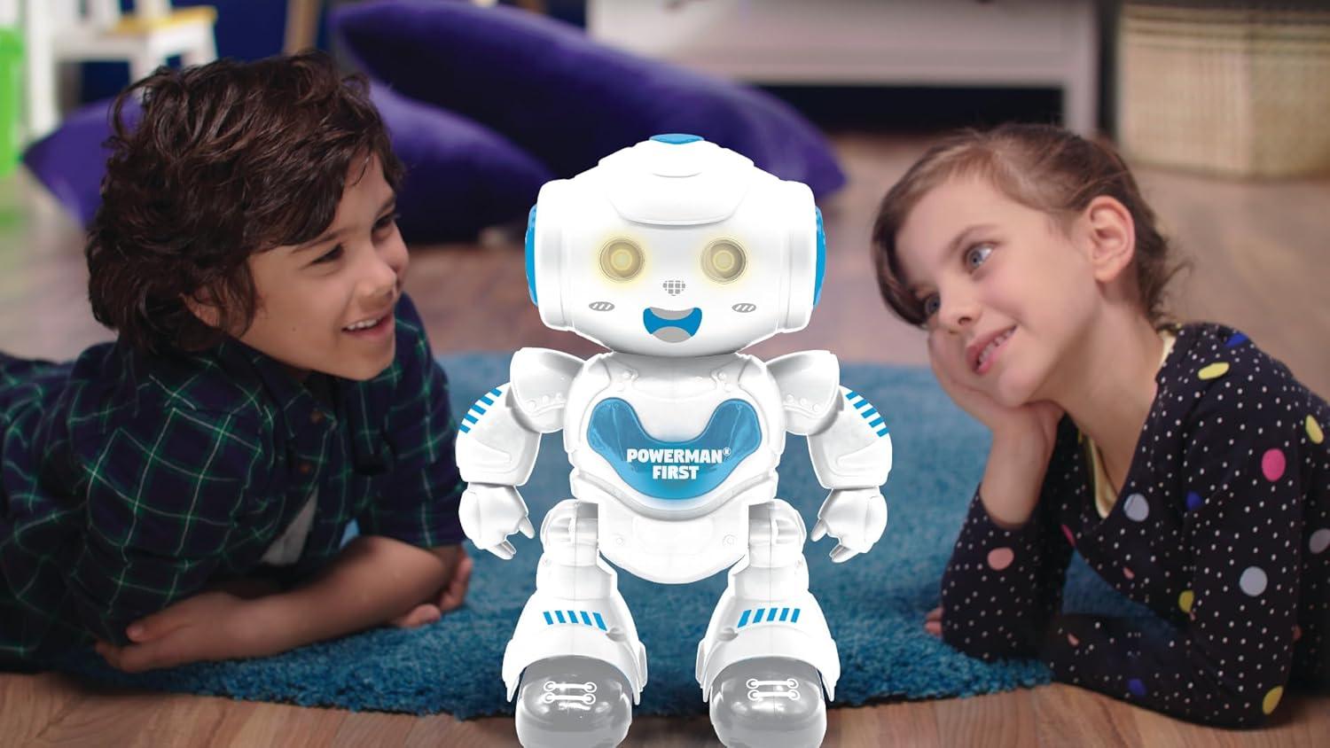 image:imageLexibook Powerman Jr Robot Intelligent Qui lit dans Les penses Jouet pour garons et Filles Powerman Junior Danse Joue de la Musique Quiz Animaux karaok programmable STEM VertBleu ROB20FRPowerman First