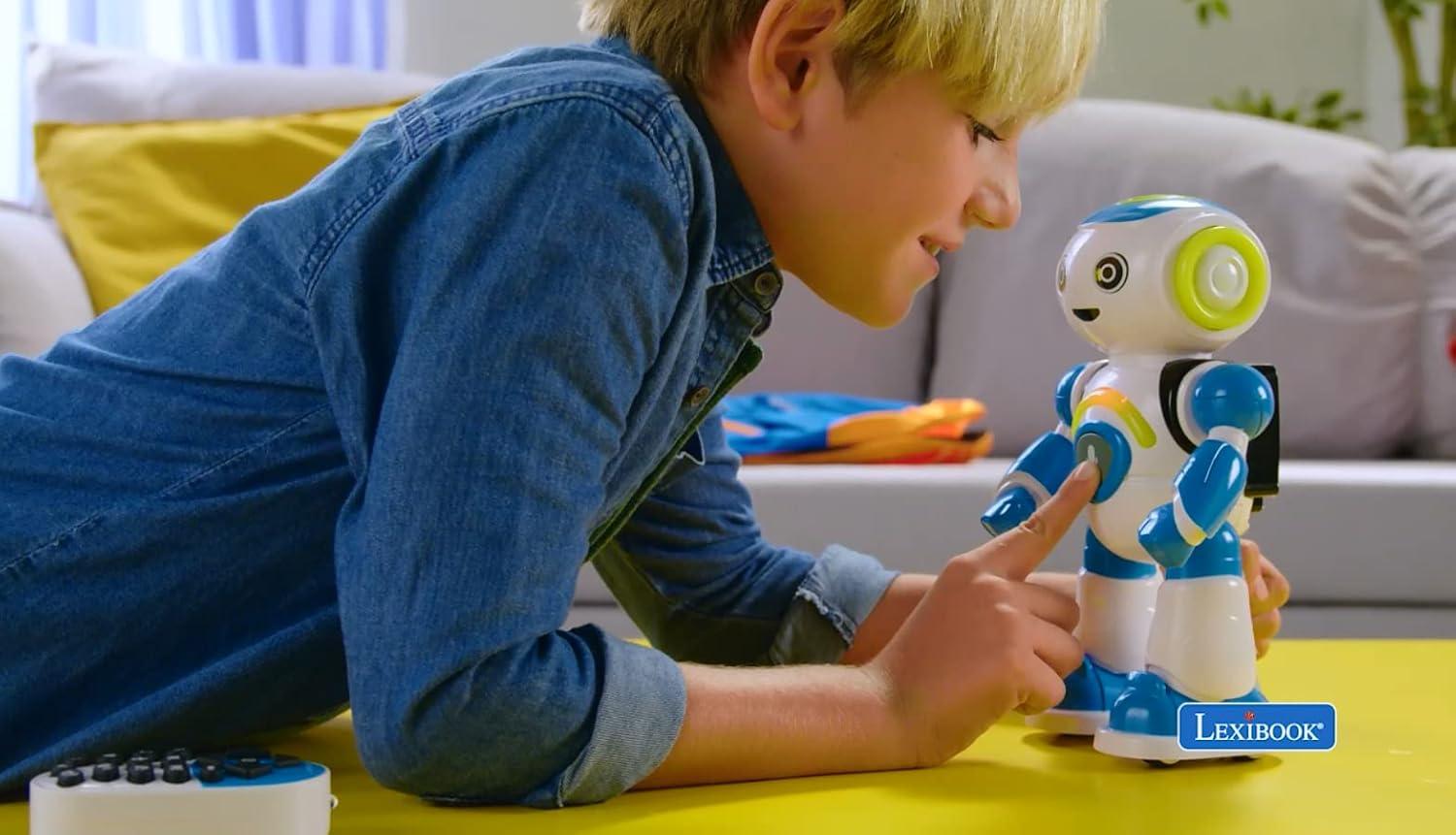 image:imageLexibook Powerman Jr Robot Intelligent Qui lit dans Les penses Jouet pour garons et Filles Powerman Junior Danse Joue de la Musique Quiz Animaux karaok programmable STEM VertBleu ROB20FRPowerman Jr