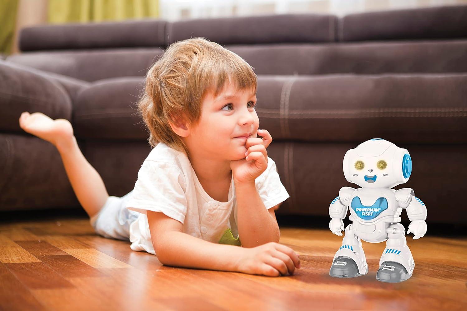 image:imageLexibook Powerman Jr Robot Intelligent Qui lit dans Les penses Jouet pour garons et Filles Powerman Junior Danse Joue de la Musique Quiz Animaux karaok programmable STEM VertBleu ROB20FRPowerman First
