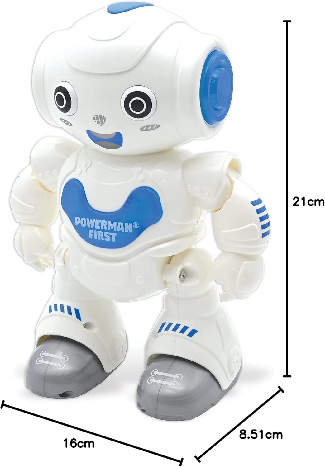 image:imageLexibook Powerman Jr Robot Intelligent Qui lit dans Les penses Jouet pour garons et Filles Powerman Junior Danse Joue de la Musique Quiz Animaux karaok programmable STEM VertBleu ROB20FRPowerman First