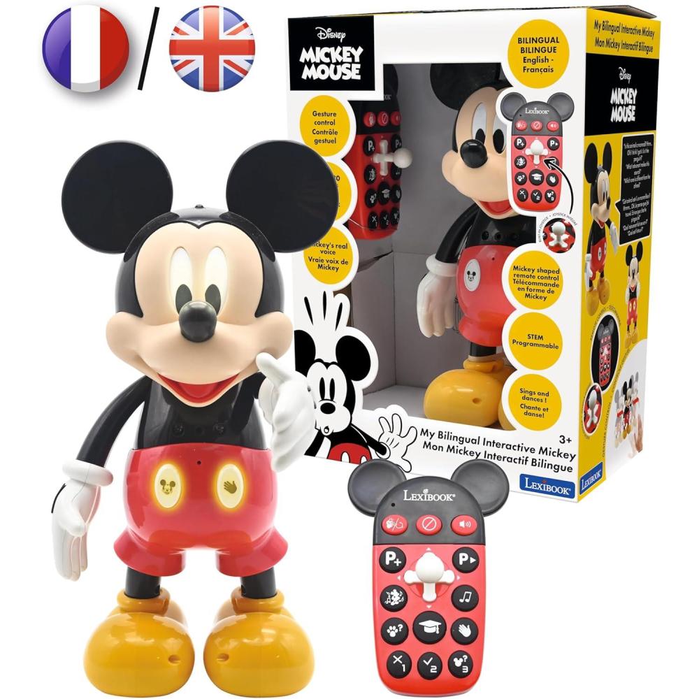 image:imageLexibook Powerman Jr Robot Intelligent Qui lit dans Les penses Jouet pour garons et Filles Powerman Junior Danse Joue de la Musique Quiz Animaux karaok programmable STEM VertBleu ROB20FRMickey