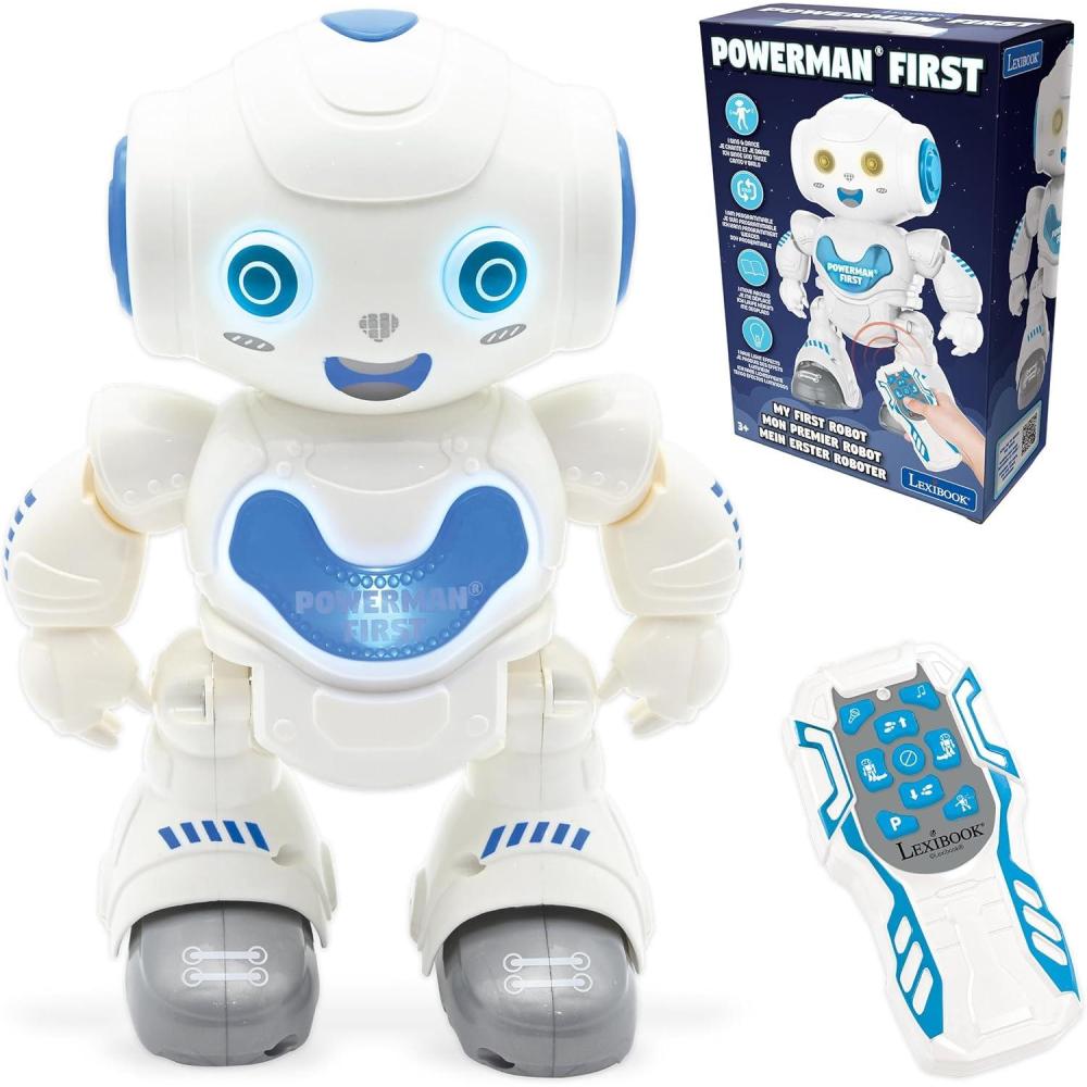 image:imageLexibook  Powerman Jr Robot Intelligent Qui lit dans Les penses  Jouet pour garons et Filles  Powerman Junior Danse Joue de la Musique Quiz Animaux karaok programmable STEM VertBleu  ROB20FRPowerman First A