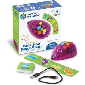 Learning Resources Code & Go Robot Souris Rechargeable, Jouets Mixte, Robot programmable interactif sans écran, dès 4 Ans(Rechargeable)
