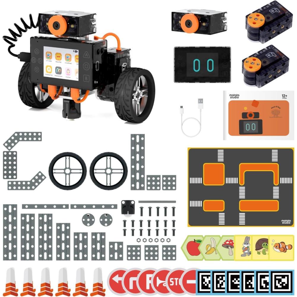 image:imageNous AI Set Robot Programmable pour Enfants de 12 Ans Jouet Robot IA Compatible avec Scratch Pytho Voiture Robot Intelligente avec Camra Jouet ducatif STEM Cadeau de Rentre Scolaire