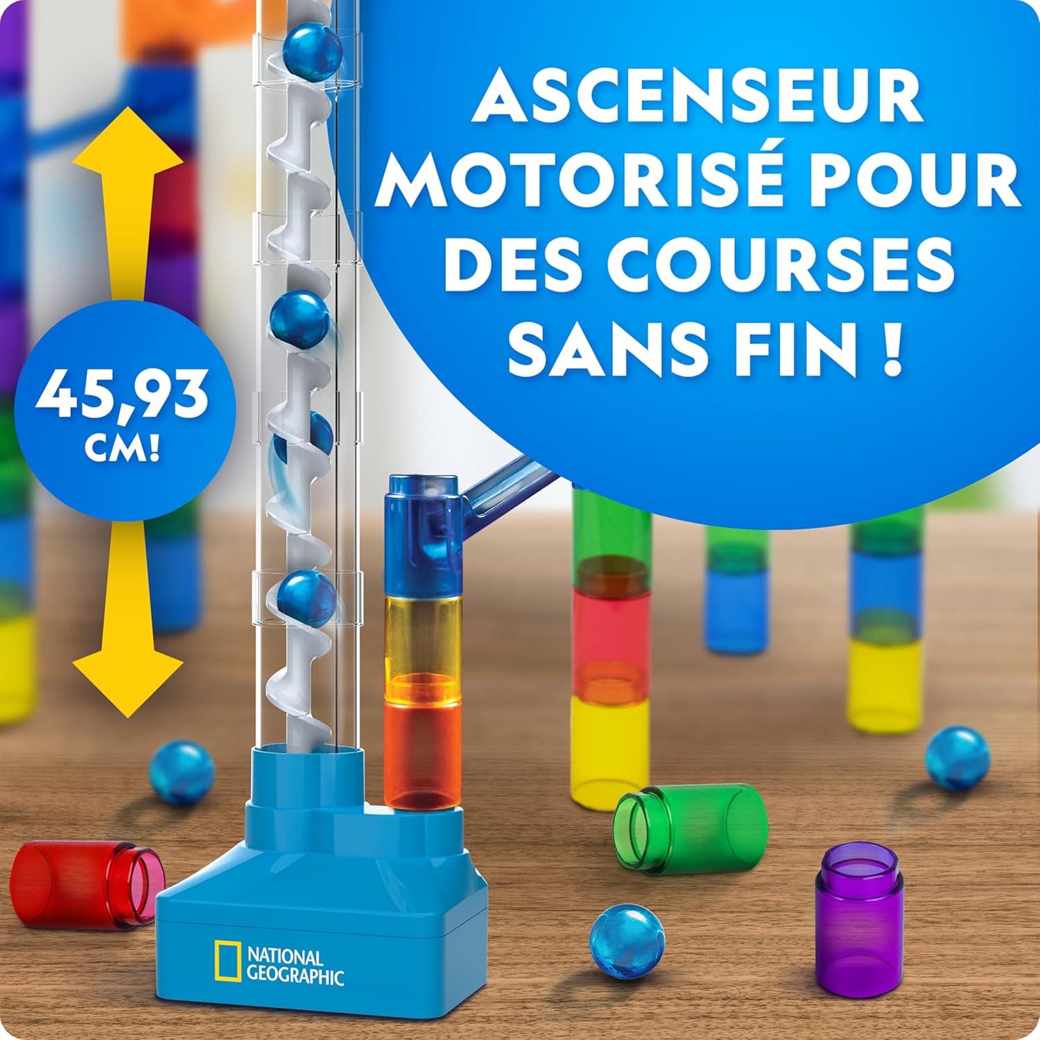 image:imageCircuit Billes NATIONAL GEOGRAPHIC avec Ascenseur Motoris Kit de 95 Pices avec Spirale lectrique 20 Billes Sac de Rangement et Plus Machine Mouvement Perptuel Jouet de Physique