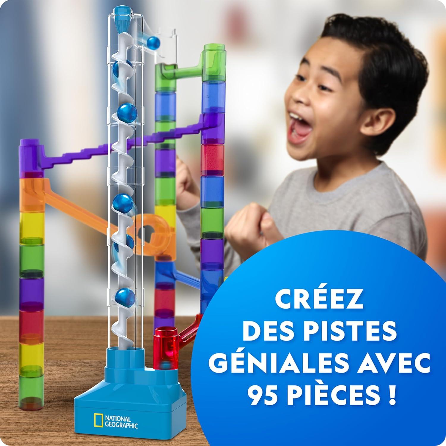 image:imageCircuit Billes NATIONAL GEOGRAPHIC avec Ascenseur Motoris Kit de 95 Pices avec Spirale lectrique 20 Billes Sac de Rangement et Plus Machine Mouvement Perptuel Jouet de Physique